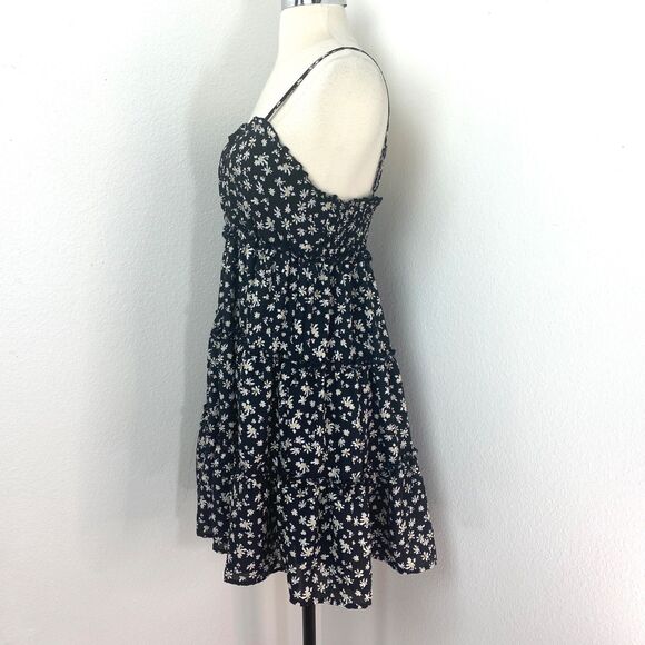 Bailey Blue Mini Dress Large Babydoll Layered Ruffle Flounce Boho Gypsy Milkmaid - Picture 6 of 11